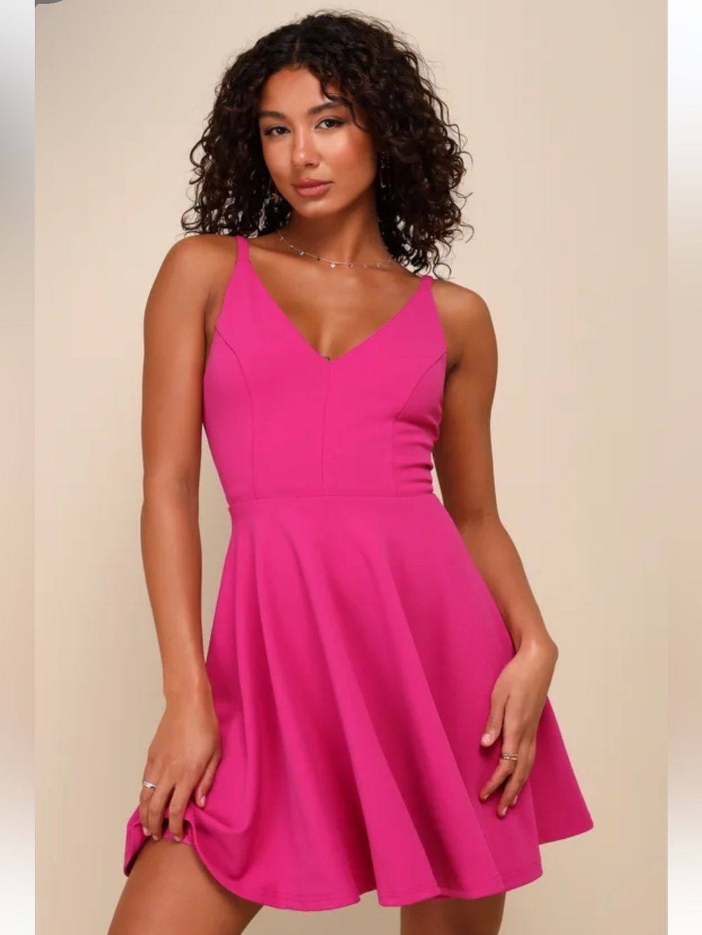 NWT Lulu's Bright Fuchsia Skater Dress